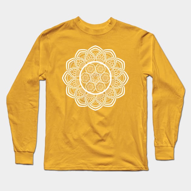 White Mandala Long Sleeve T-Shirt by Korry